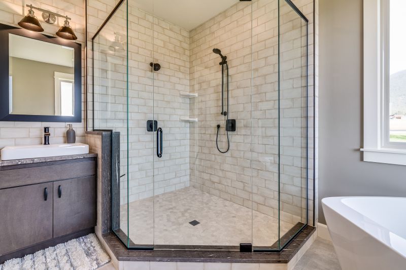 Glass Shower Partition with Metal Frame