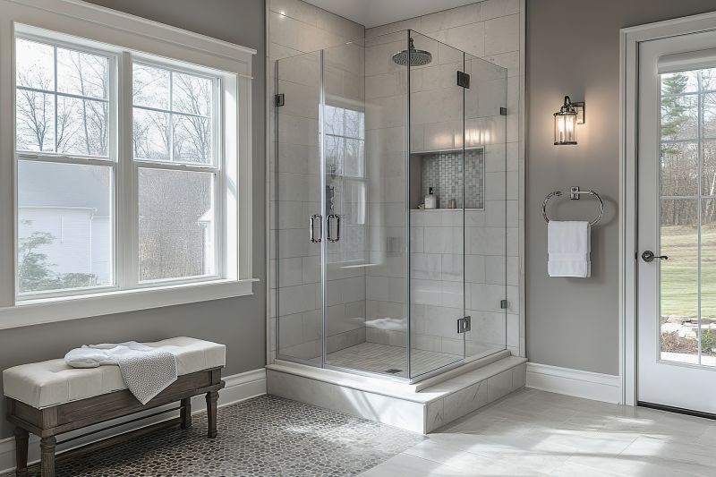 Contemporary Shower with Custom Tile